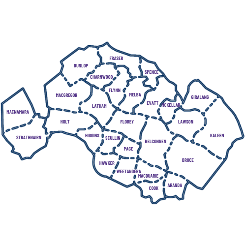 Belconnen Suburbs in ACT